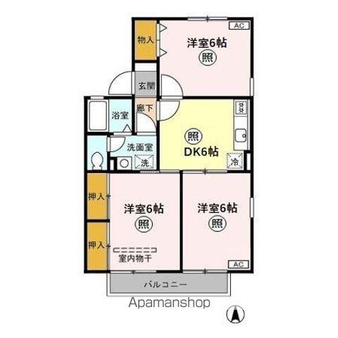 スクウェアガーデンⅣ(3DK/2階)の間取り写真