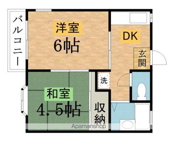 ハートヒルズA棟(2K/2階)の間取り写真