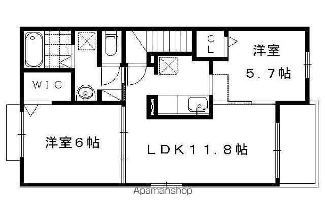 エアリー・ヒル(2LDK/2階)の間取り写真