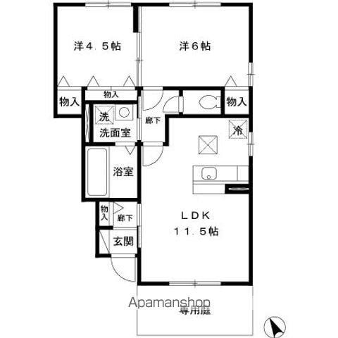 ベル・ファミーユA(2LDK/1階)の間取り写真