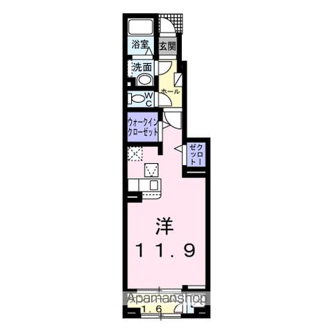 プラシードA(ワンルーム/1階)の間取り写真