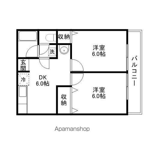 ハートフル信楽(2DK/1階)の間取り写真