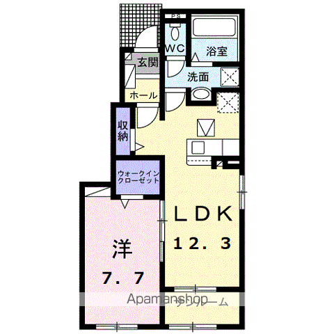フェリス テレーノⅡ(1LDK/1階)の間取り写真