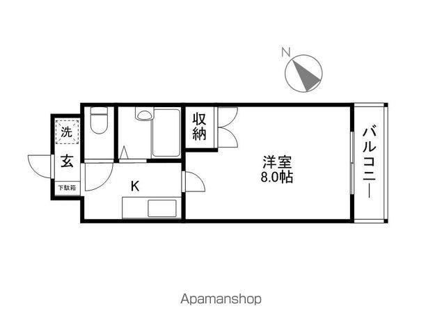 ラルース2(1K/4階)の間取り写真