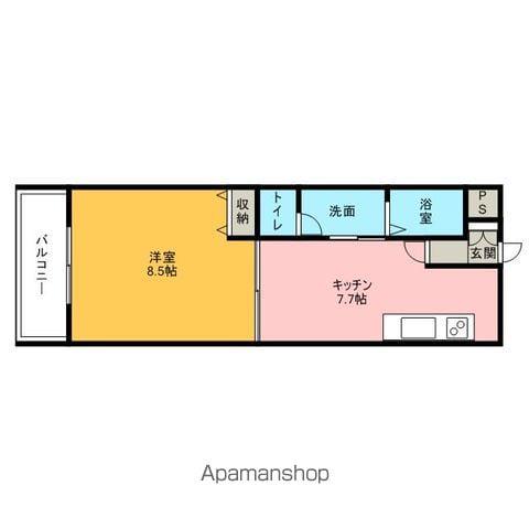 メディアハウスキャビン(1DK/3階)の間取り写真