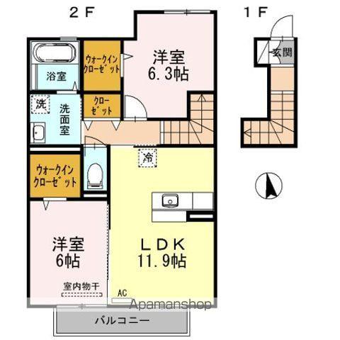 メルベーユMT C棟(2LDK/2階)の間取り写真