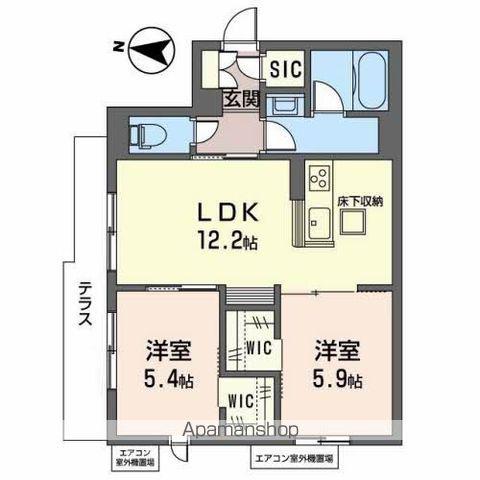 SHAMAISON ノース FIELD(2LDK/1階)の間取り写真