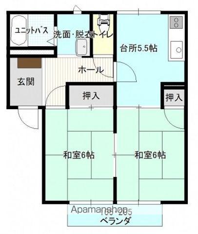 APPLE HOUSE2(2K/2階)の間取り写真