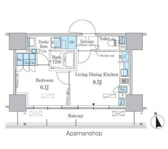 パークアクシス東陽町・親水公園(1LDK/13階)の間取り写真