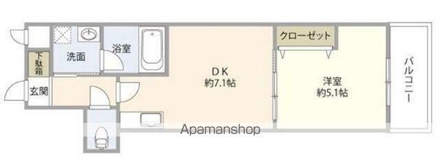 レスコ中島参番館イースト(1DK/4階)の間取り写真