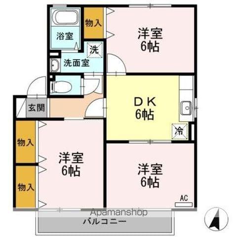 ヴィラージュ本郷A棟(3DK/2階)の間取り写真