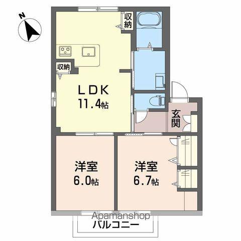 ミトラパリス A棟(2LDK/1階)の間取り写真
