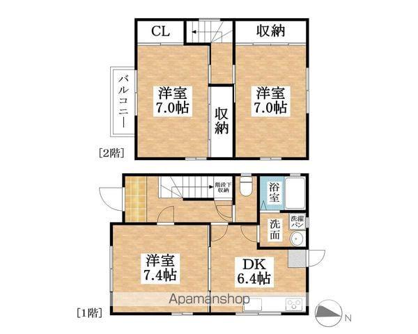 名鉄犬山線 江南駅(愛知) 徒歩58分 2階建 築29年(3DK)の間取り写真