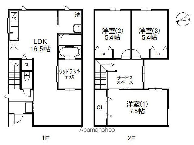 福岡市空港線 唐人町駅 徒歩16分 2階建 築12年(3LDK)の間取り写真