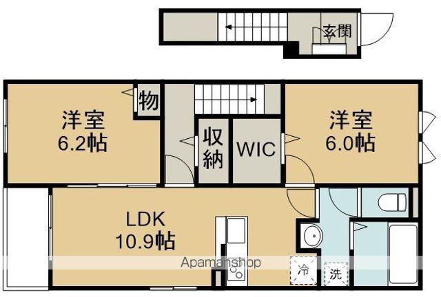 ヴィジット N(2LDK/2階)の間取り写真
