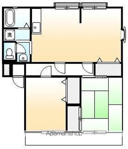 ウィン岡山(2LDK/1階)の間取り写真
