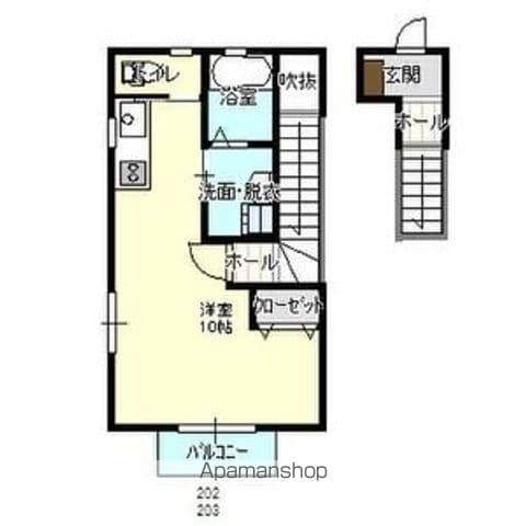 COLLET(ワンルーム/2階)の間取り写真