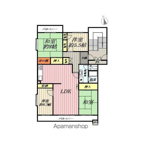 三郷早稲田パークハイツ(4LDK/5階)の間取り写真