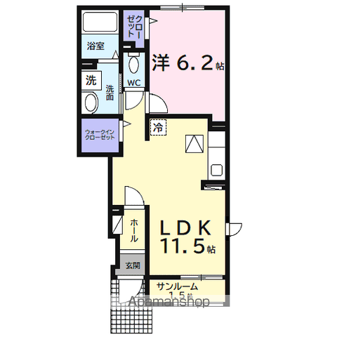 エアリーA(1LDK/1階)の間取り写真