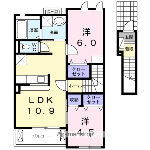 メゾン・カルム(2LDK/2階)の間取り写真