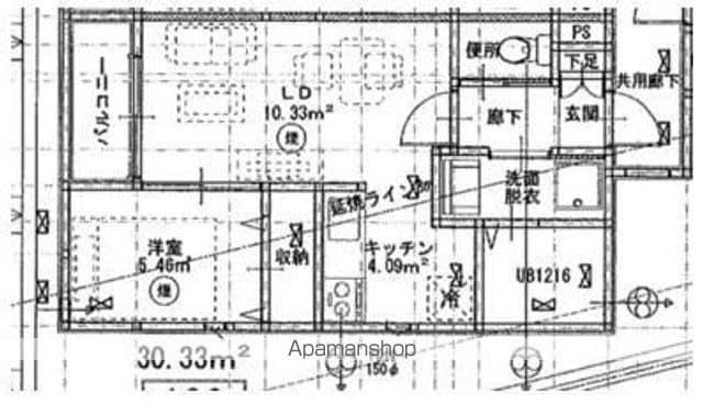 ENTER和白東(1LDK/1階)の間取り写真