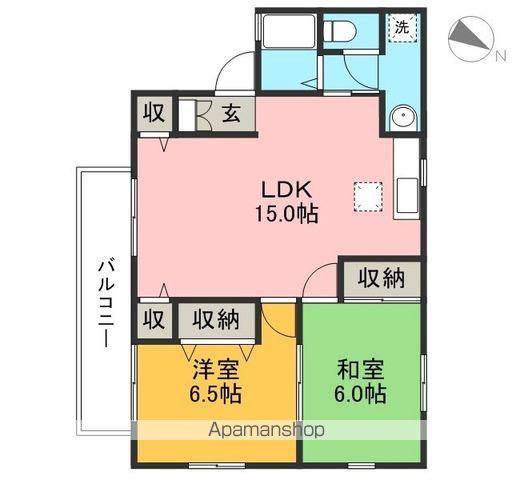 ファミール戸田B棟(2LDK/1階)の間取り写真