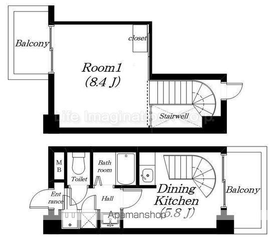 ディアコート瀬田駅前(1DK/13階)の間取り写真