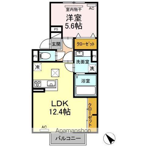レガーミ中央(1LDK/1階)の間取り写真