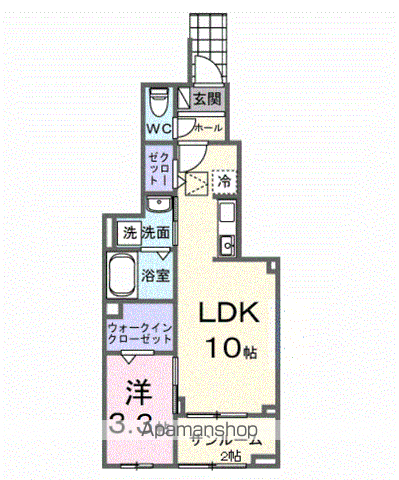 サングレイス(1LDK/1階)の間取り写真