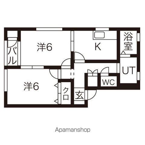 ユニベールA棟(2K/2階)の間取り写真