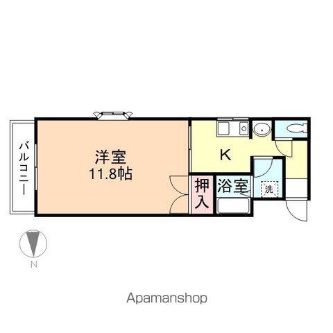メゾンドゥジュネス北代(1K/2階)の間取り写真