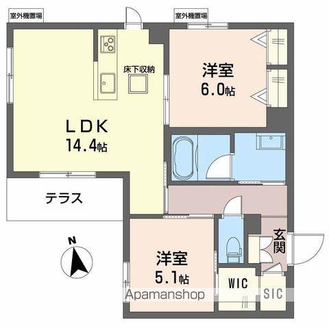 プレミアス鳳2(2LDK/1階)の間取り写真