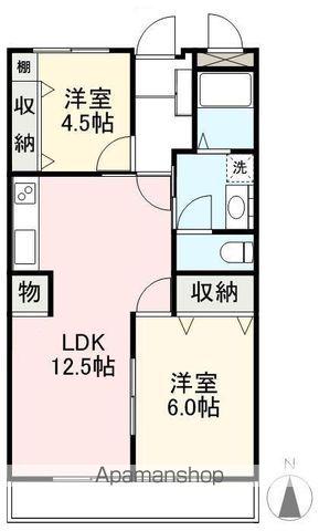 めぞん寺井(2LDK/3階)の間取り写真