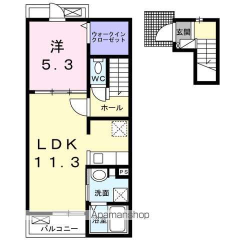 エルマーⅡ(1LDK/2階)の間取り写真