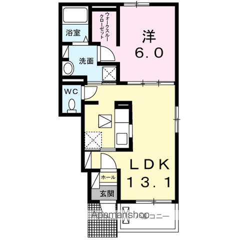 サンライズⅡ(1LDK/1階)の間取り写真