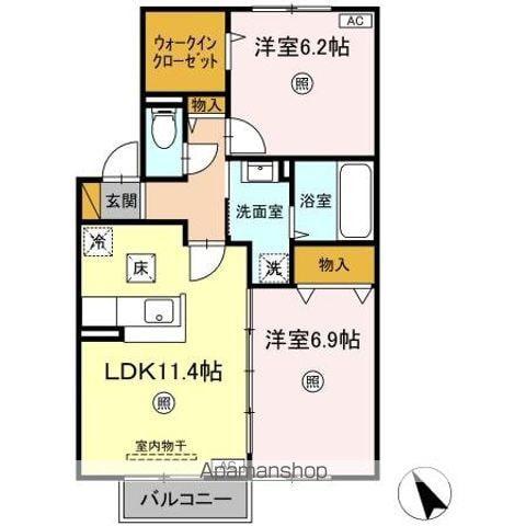 バニュルスⅠ・Ⅱ・Ⅲ(2LDK/1階)の間取り写真