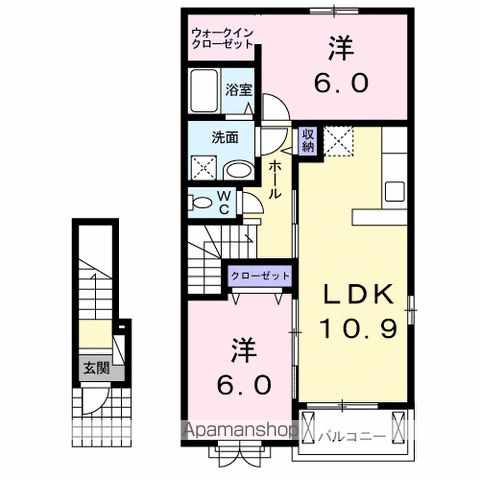 アンシャンテⅡ(2LDK/2階)の間取り写真