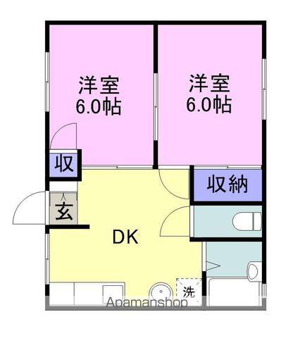 コーポあさひ(2DK/2階)の間取り写真