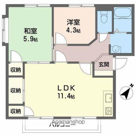 コートハウスコスモスC(2LDK/1階)の間取り写真