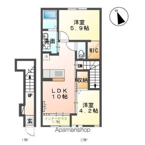 スターテラス(2LDK/2階)の間取り写真