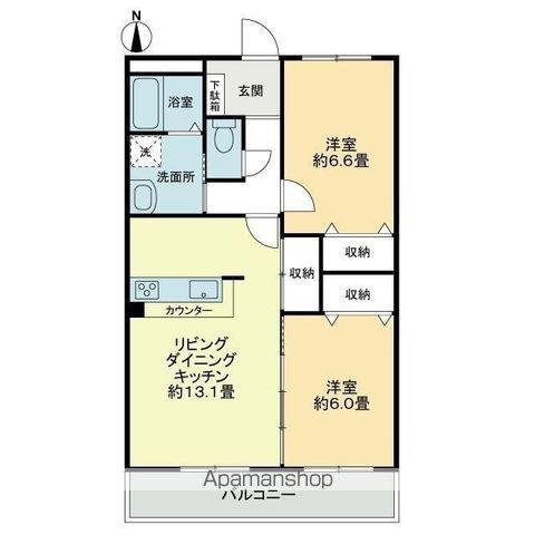 フォブール鶴見Ⅱ(2LDK/2階)の間取り写真