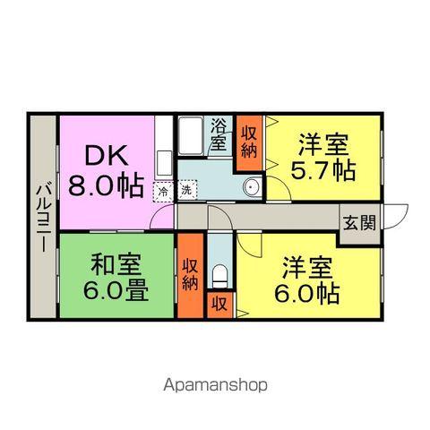 アークヒル久留米(3DK/2階)の間取り写真