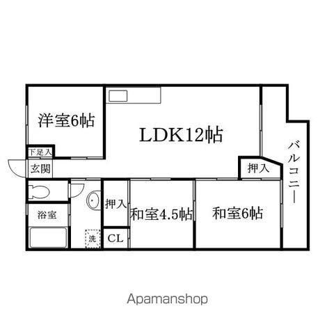 小田原45ビル(3LDK/7階)の間取り写真
