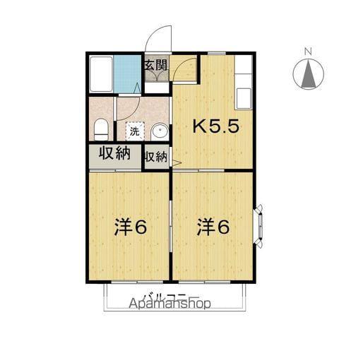 パルシティI(2K/1階)の間取り写真