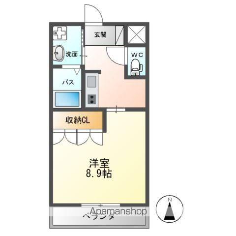 アクアマリン(1K/2階)の間取り写真