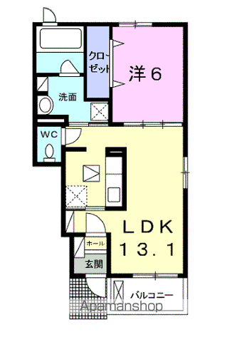 レジデンス ミツワB(1LDK/1階)の間取り写真