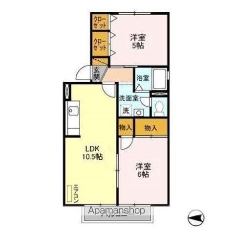 ドリームシティA(2LDK/2階)の間取り写真