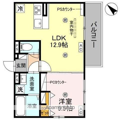 D-ROOM平井A棟(1LDK/3階)の間取り写真