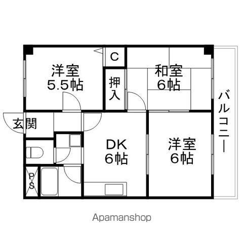 メゾン桑野(3DK/3階)の間取り写真