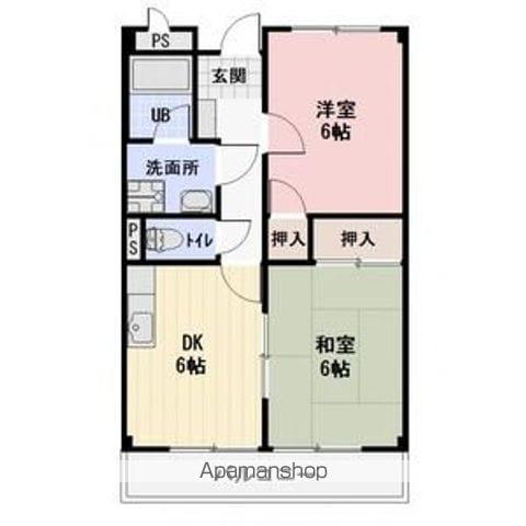 アメニティーコーポラスグリーン・ゲイブルス(2DK/2階)の間取り写真